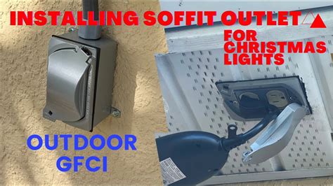 how to install electric outlet box under soffit|how to attach electrical box soffit.